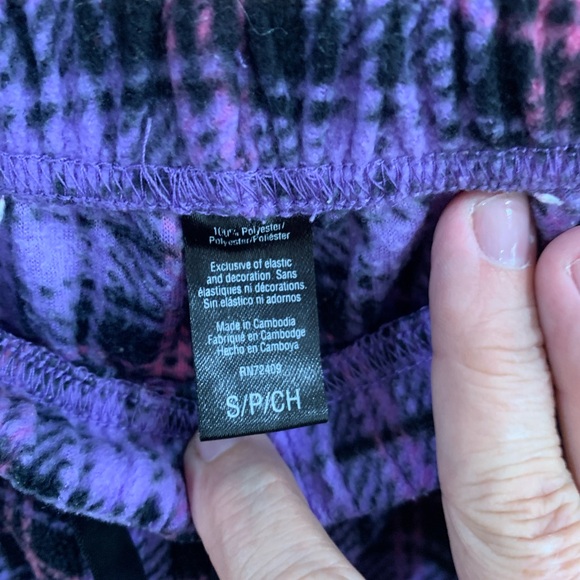 Rene Rofe purple plaid plush fleece soft pajama set size S - Picture 4 of 5